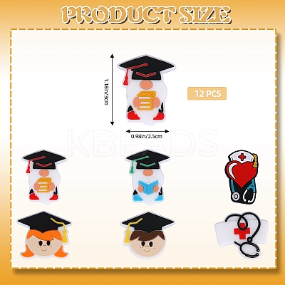 12Pcs 6 Styles Graduation Theme Silicone Focal Beads SIL-SZ0001-74-1