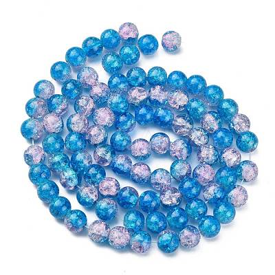 1Strand Two Tone Transparent Crackle Glass Round Beads Strands X-CCG-Q001-10mm-19-1