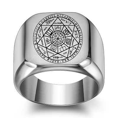 The Seven-Pointed Star Pattern 304 Stainless Steel Finger Rings FS-WGB7142-10-1
