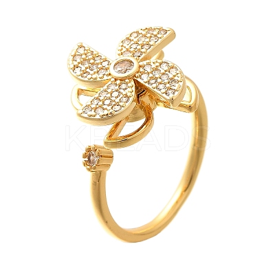 Flower Rotatable Finger Ring for Women RJEW-U035-01G-07-1