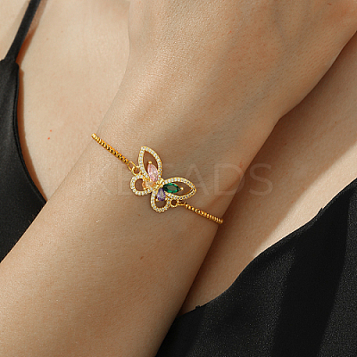 Link Brass Micro Pave Cubic Zirconia Slider Bracelets CY1858-2-1