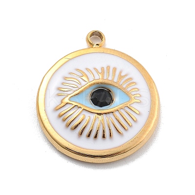 304 Stainless Steel Enamel Rhinestone Pendants RESI-R155-020G-03-1