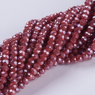 Electroplate Glass Beads Strands GLAA-F077-PL05-1