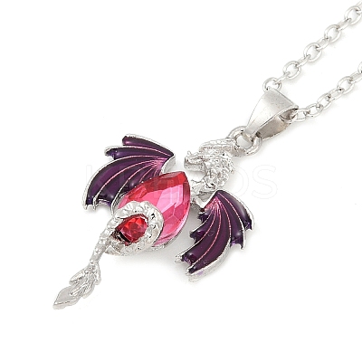 Alloy and Glass Pendant Necklaces PW-WG44FA7-01-1