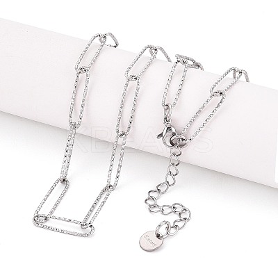 Non-Tarnish 304 Stainless Steel Paperclip Chain Necklace BJEW-B072-01P-1