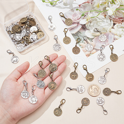 48Pcs 24 Styles Alloy Pendant Decorations HJEW-FH00013-1