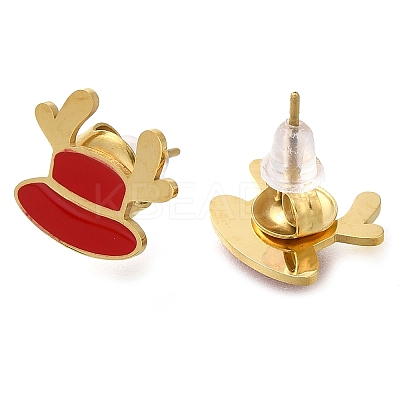 Ion Plating(IP) 304 Stainless Steel Enamel Stud Earrings EJEW-I316-03G-03-1