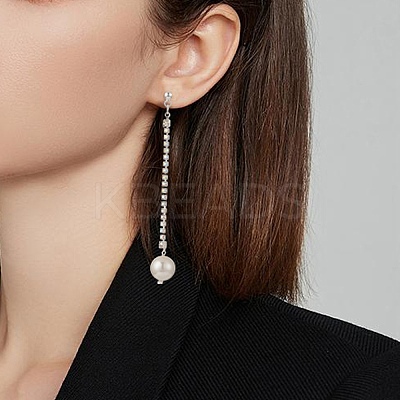 Brass Rhinestone Strass Chains Dangle Stud Earrings EJEW-TA00195-1
