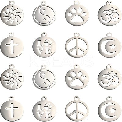 32Pcs 8 Style 304 Stainless Steel Charms STAS-BC0002-99-1