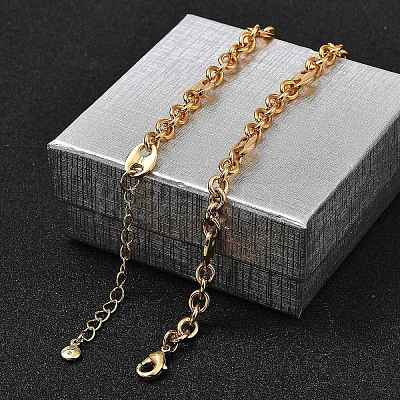 Brass Oval Link Chain Necklaces for Women NJEW-F329-01G-1