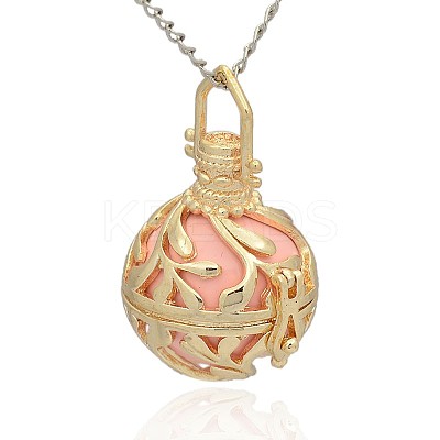 Golden Tone Brass Hollow Round Cage Pendants LS-KK-J236-08G-1