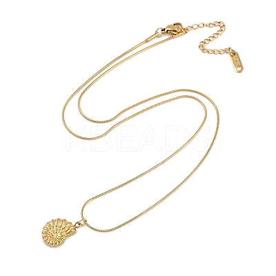 PVD Vacuum Plating 304 Stainless Conch Shell Shaped Pendant Round Snake Chain Necklaces X-NJEW-Z044-03G-1