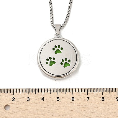 316 Surgical Stainless Steel Aromatherapy Diffuser Perfume Hollow Flat Round Pendant Box Chain Necklaces NJEW-R016-01P-05-1