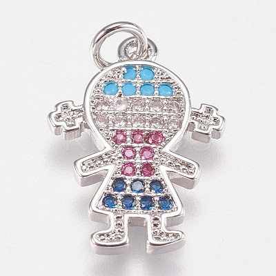 Brass Micro Pave Cubic Zirconia Pendants KK-I614-062-1