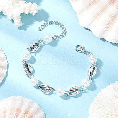 Ocean Series Alloy Conch Link Bracelets BJEW-JB11840-04-1