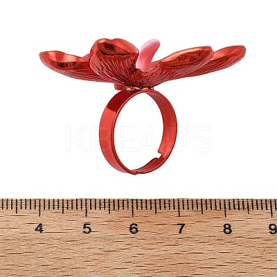 Adjustable Alloy Flower Finger Rings for Women RJEW-B124-01C-1