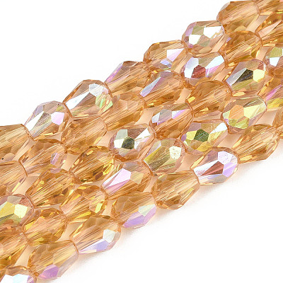 Transparent Electroplate Glass Beads Strands EGLA-N023-6x8mm-A05-1