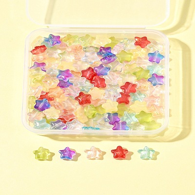 120Pcs 9 Colors Transparent Spray Painted Glass Beads GLAA-FS0002-13-1