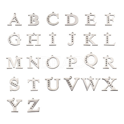 304 Stainless Steel Letter Pendant Rhinestone Settings STAS-TA0001-11P-1