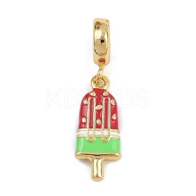 Brass Red Enamel European Dangle Charms KK-N271-38G-1