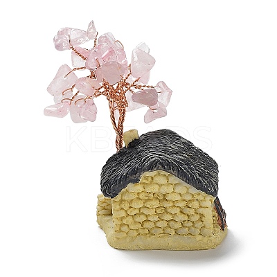 Resin & Natural Rose Quartz Model Ornament DJEW-Z001-01E-1