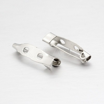 Iron Brooch Pin Back Safety Catch Bar Pins with 2 Holes IFIN-A171-04B-1