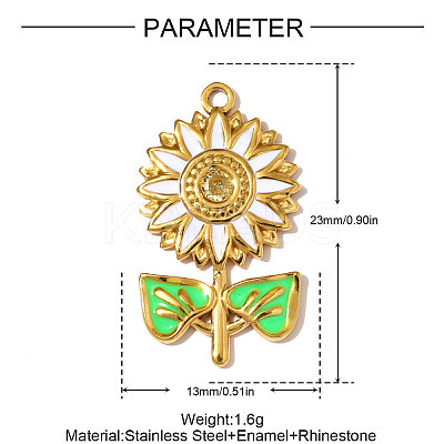 304 Stainless Steel Enamel Pendants STAS-OY008-54G-1
