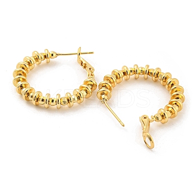 Rack Plating Brass Disc Beaded Hoop Earrings EJEW-K263-25G-1