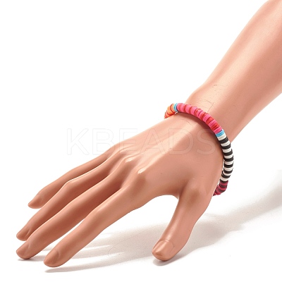 Handmade Polymer Clay Heishi Beaded Stretch Bracelet BJEW-JB07605-1
