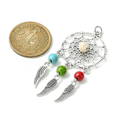 2Pcs 2 Styles Synthetic Turquoise Dyed Big Pendants PALLOY-JF02309-01A-1