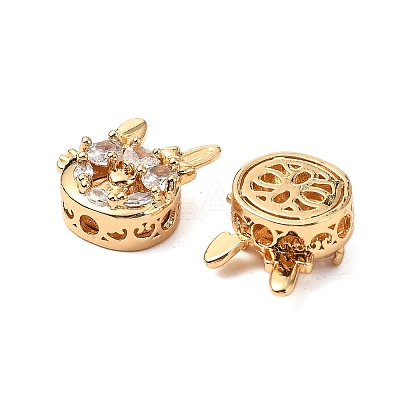 Brass Micro Pave Cubic Zirconia Beads KK-A259-07G-1