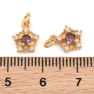 Brass Micro Pave Cubic Zirconia Charms CU-CBAA6E8-05G-06-1
