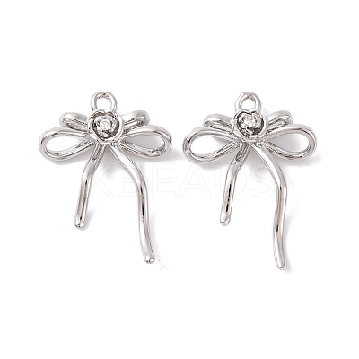 Brass Micro Pave Clear Cubic Zirconia Pendants KK-S376-17B-P-1