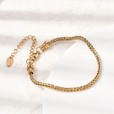304 Stainless Steel Wheat Chains Bracelets for Women BJEW-A158-02H-G-1