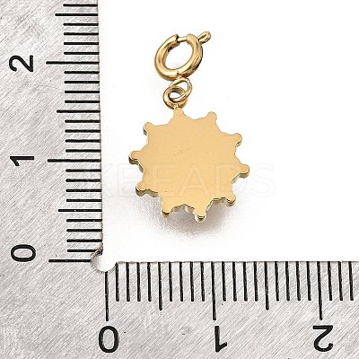 304 Stainless Steel Pave Natural Carnelian(Dyed & Heated) Sun Pendant Decoration STAS-H202-50G-1