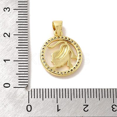 Zodiac Theme Brass Micro Pave Cubic Zirconia Pendants KK-M273-05D-G-1