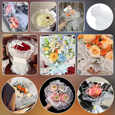 4 Bags Polyester Flower Bouquet Wrapping Mesh Paper ORIB-BC0001-12B-1
