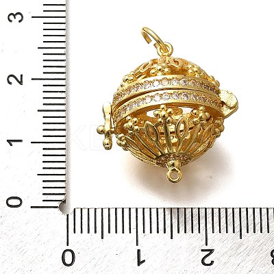 Rack Plating Brass Micro Pave Cubic Zirconia Bead Cage Pendants KK-M313-12G-01-1