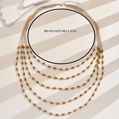 Bohemian Style Plastic Long Bicone Beads Multi Layered Necklaces for Women's Daily Parties DF6907-3-1