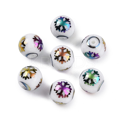 Christmas Opaque Glass Beads X-EGLA-R113-01D-1