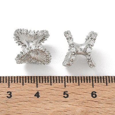 Brass Micro Pave Clear Cubic Zirconia Beads CU-CBA9FFD-09P-1