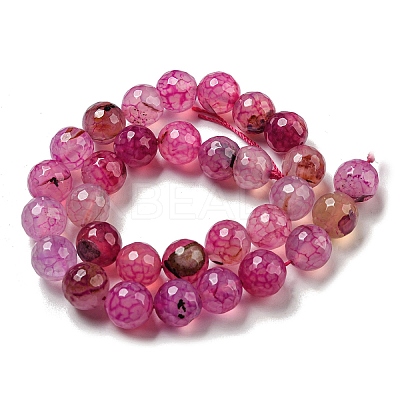 Faceted Natural Dragon Veins Agate Beads Strands G-F447-12mm-L08-1