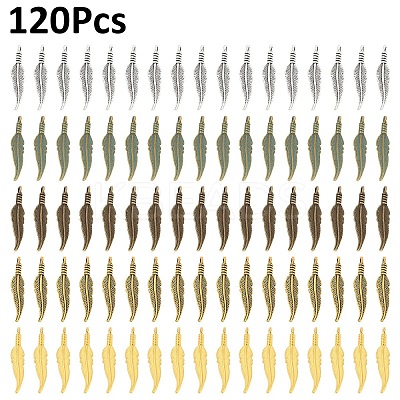 120Pcs 6 Colors Tibetan Style Alloy Pendants FIND-YW0006-89-1