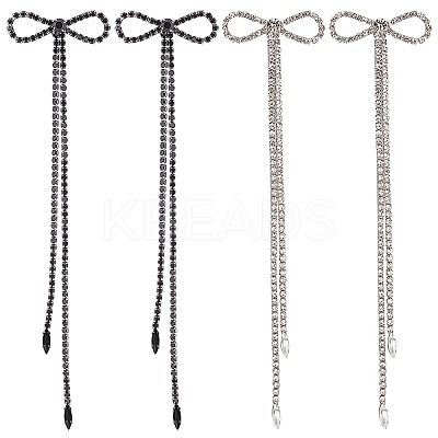 2 Pairs 2 Colors Alloy Bowknot Dangle Stud Earrings with Sterling Silver Pins EJEW-AN0004-89-1