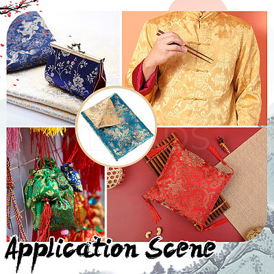 Chinese-style Flower Pattern Polyester Fabric for Clothing & Home Decor DIY-WH0622-735B-1