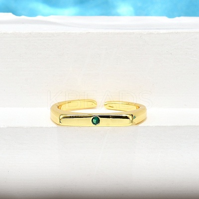 Brass Micro Pave Cubic Zirconia Cuff Rings for Women RJEW-H247-16G-02-1