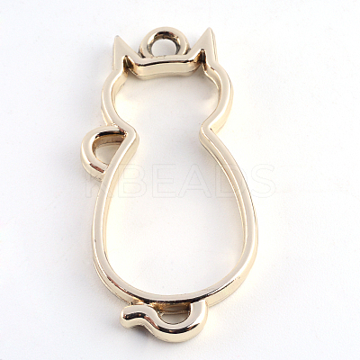 Rack Plating Alloy Kitten Open Back Bezel Pendants PALLOY-S047-01D-FF-1