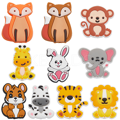 10Pcs 10 Styles Silicone Focal Beads SIL-SC0002-11-1