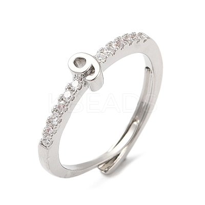 Rack Plating Brass Clear Cubic Zirconia Number 9 Adjustable Rings for Women RJEW-S407-09P-09-1