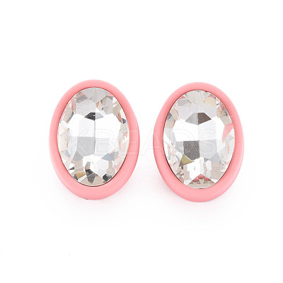 Crystal Rhinestone Oval Stud Earrings with 925 Sterling Silver Pins for Women MACR-S275-037B-1
